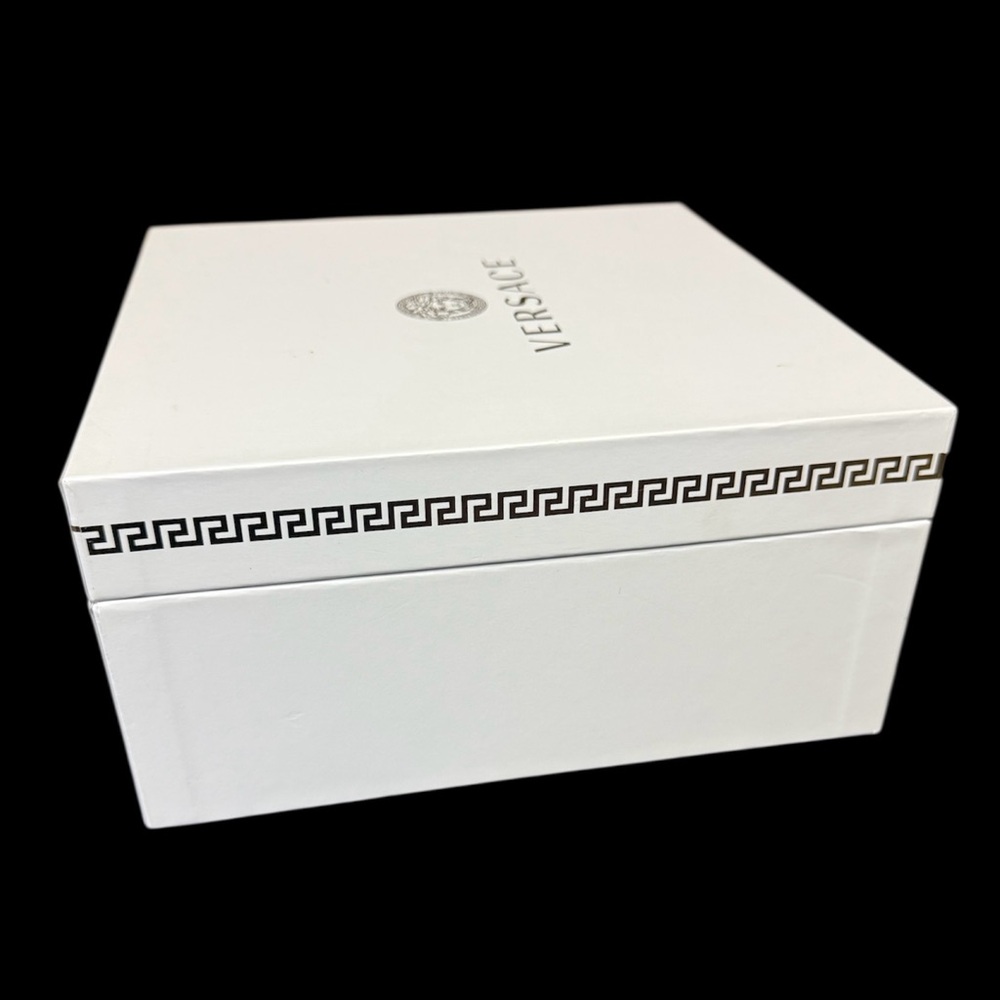 VERSACE Embossed Square Empty Gift Box Storage Container White 8”x 8” - Picture 3 of 6